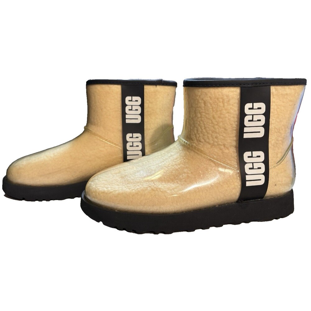 UGG Classic Clear Mini 1113190 Natural Black Waterproof Boots Womens Size 8
